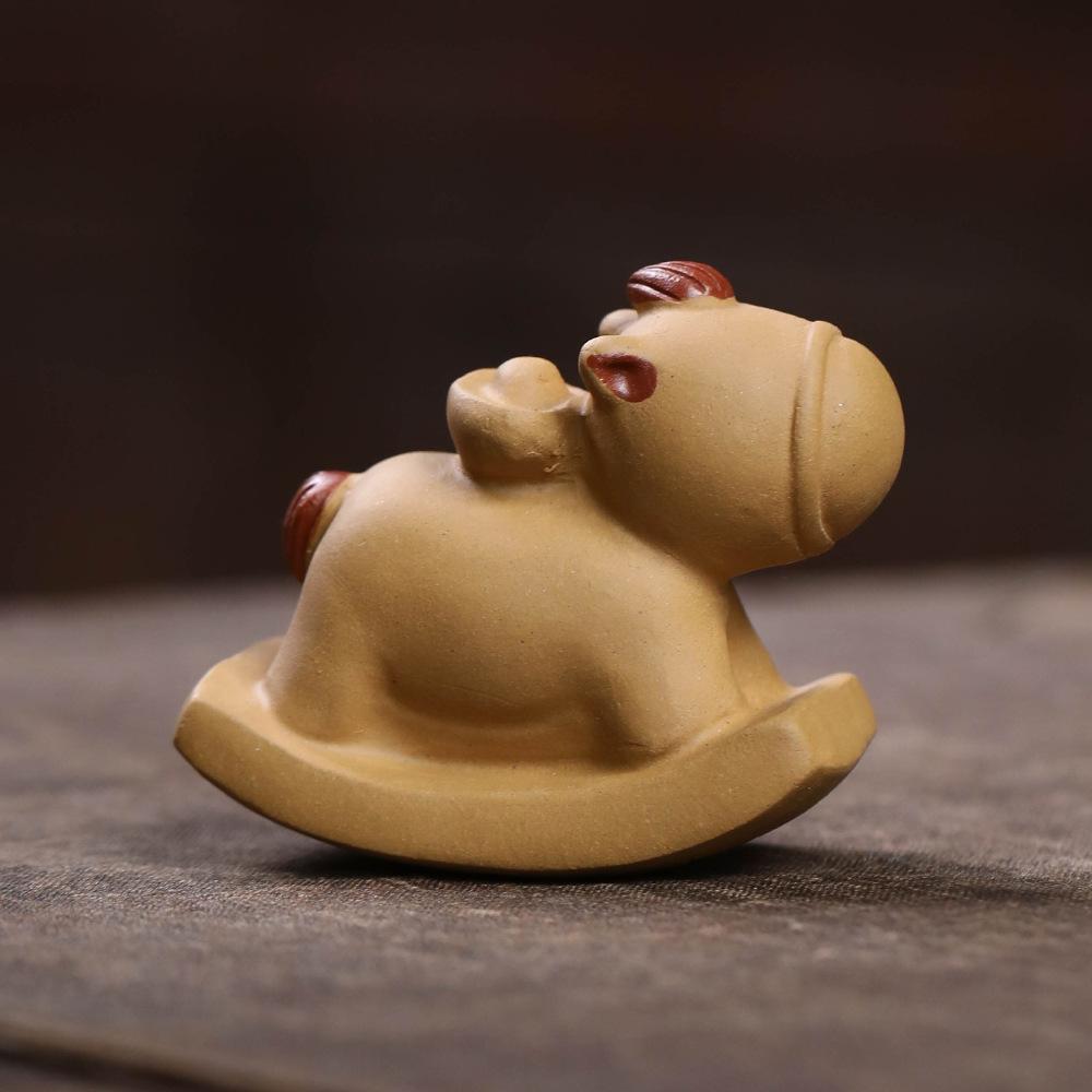 

Yixing Purple Clay Wealth Zodiac Rocking Horse Tea Pet Boutique Fish Tank Landscaping Tea Figurine Play Toys Tea Statue Ornament