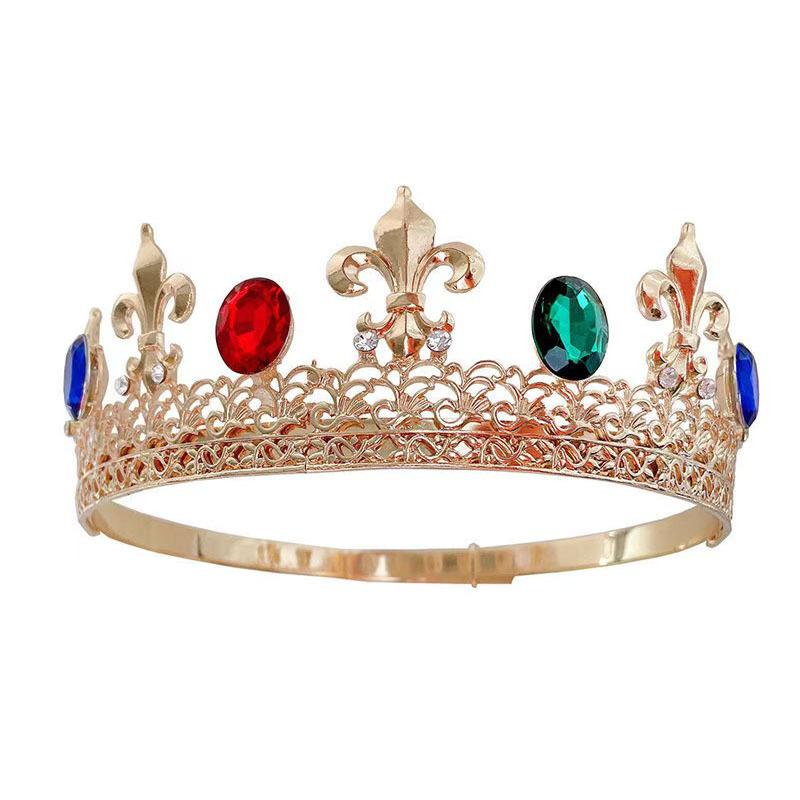 Men's King Crown Queen Crown Hair Accessory Tiara Performance Headwear Unisex Prince Princess Beauty Pageant Crown