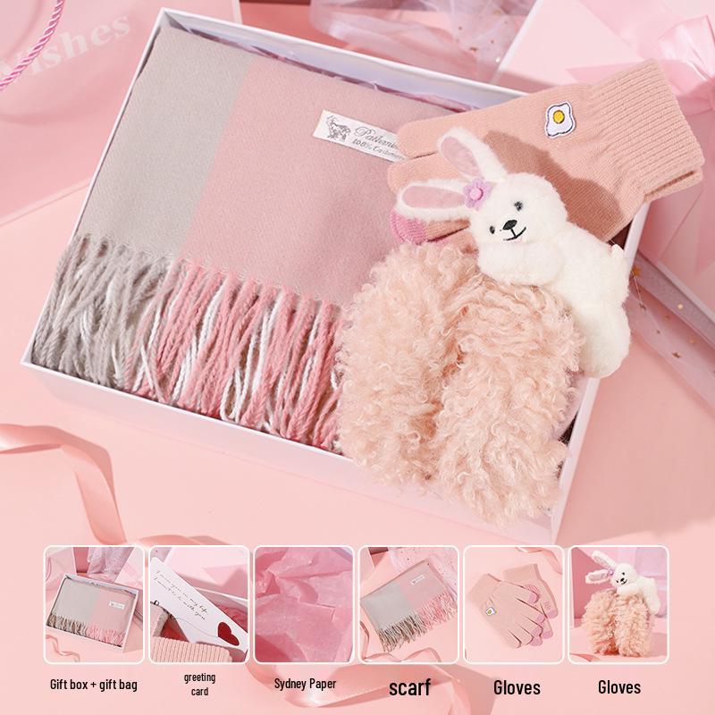 Autumn Winter Gift Set: Scarf & Insulated Cup for Her Birthday