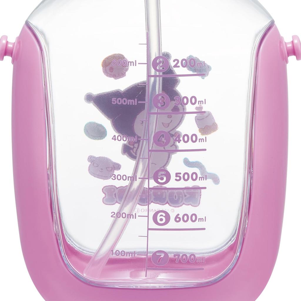 Skater One Push Straw Bottle Water Bottle with Shoulder Belt 780ml Sanrio Kuromi Marsh Gumi PDSH8DX