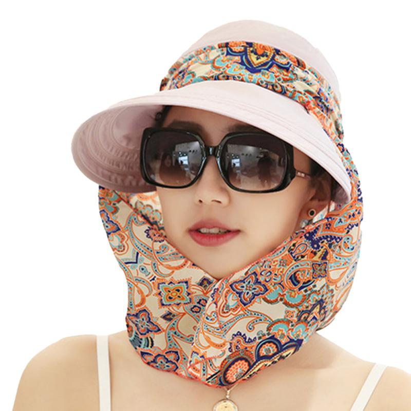Women Sun Hat Face Neck Protection Cap Breathable Foldable Detachable Hat For Lady Girl