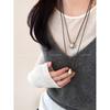 2025 High-End Minimalist Black Leather Teardrop Pendant Necklace - Luxury Niche Sweater Chain
