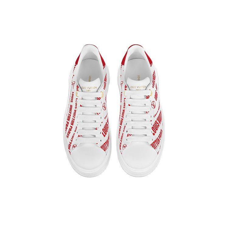 Louis Vuitton Time Out Low Top Stylish Skateboarding Shoes Women's White Red 1A9D2M