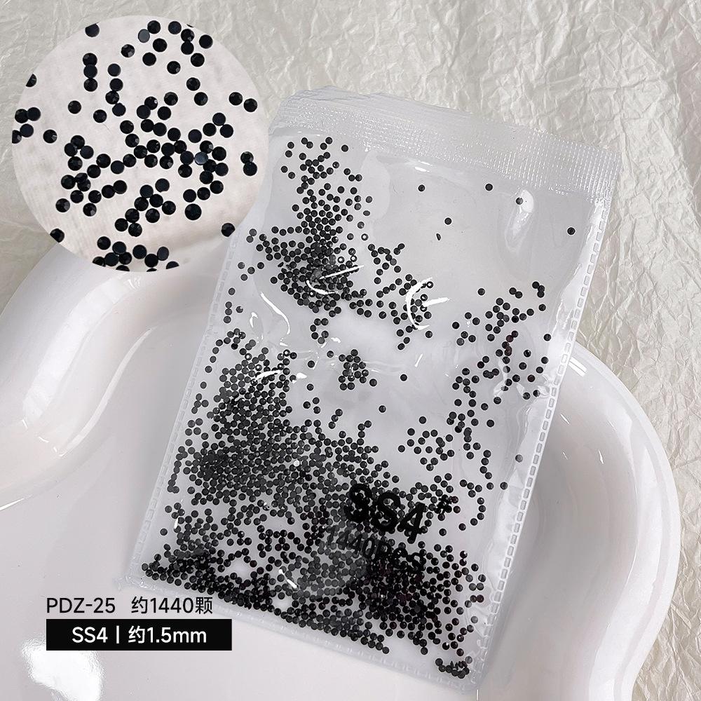 

King Fan Black SS4 Bare Crystal Round Sparkle AB DIY Flat Bottom Nail Decoration