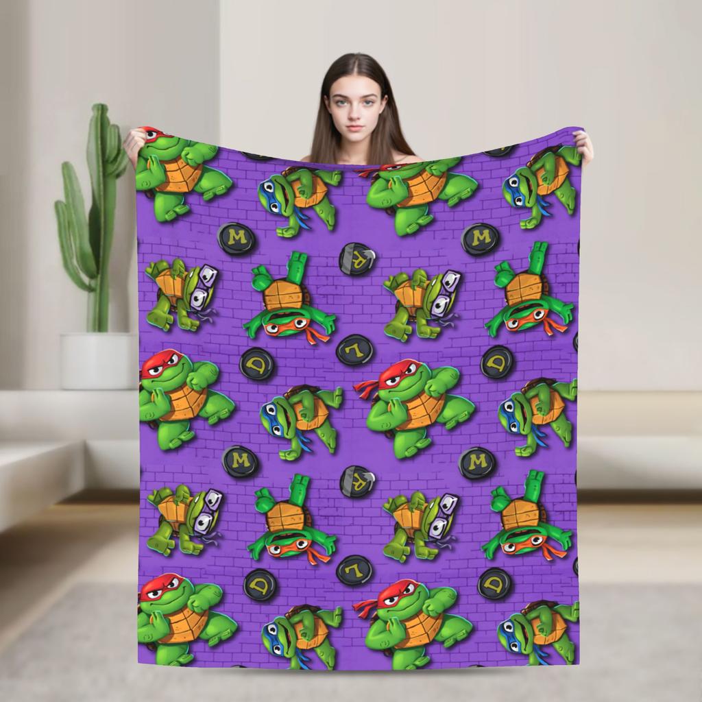 Comic Warm Soft Blankets T-Tmnts Character Decorative Plush Bedding Throws Funny Home Decor Flannel Bedspread Sofa Bed Cover