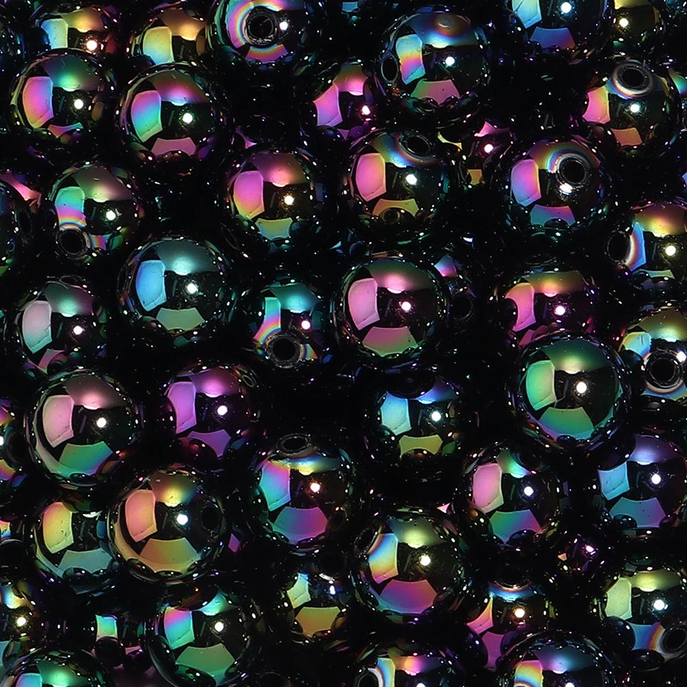 20-200pcs/lot 6-16mm Plated UV Colored Acrylic Ball Beads Loose Spacer Round Bead For DIY Phone Chain Bracelet Jewelry Accessory