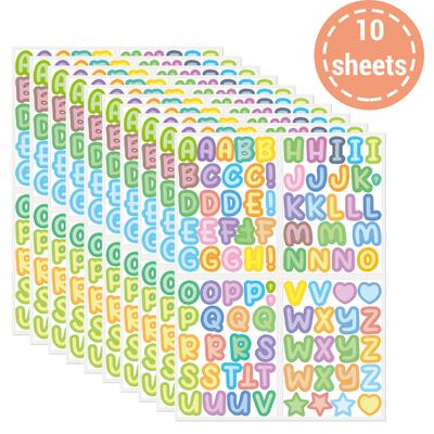 10 Hojas de Pegatinas Coloridas de Números y Letras 900 Pegatinas de Alfabeto Pegatinas Adhesivas Letras Adhesivas Mini Pegatina de Alfabeto Autoadhesiva