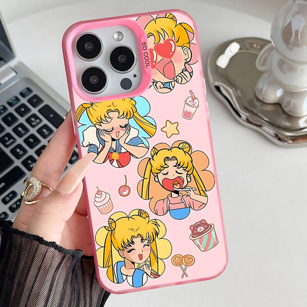 

Чехол для телефона для iPhone 17,16,15,14,13,12,11,Pro,XS,Max,Plus,Mini,SE Аниме S-Sailor-M-Moon Розовый Конфетный Матовый Ударопрочный Чехол iPhone14Pro