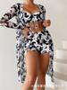 Swimsuit Women's Split Three-piece High Waist Long-sleeved Internet Celebrity Suit Blouse Sexy Bikini