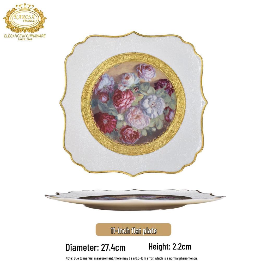Karosa Light Luxury Bone China Gold Flower Design Tableware Set for Breakfast & Afternoon Tea.