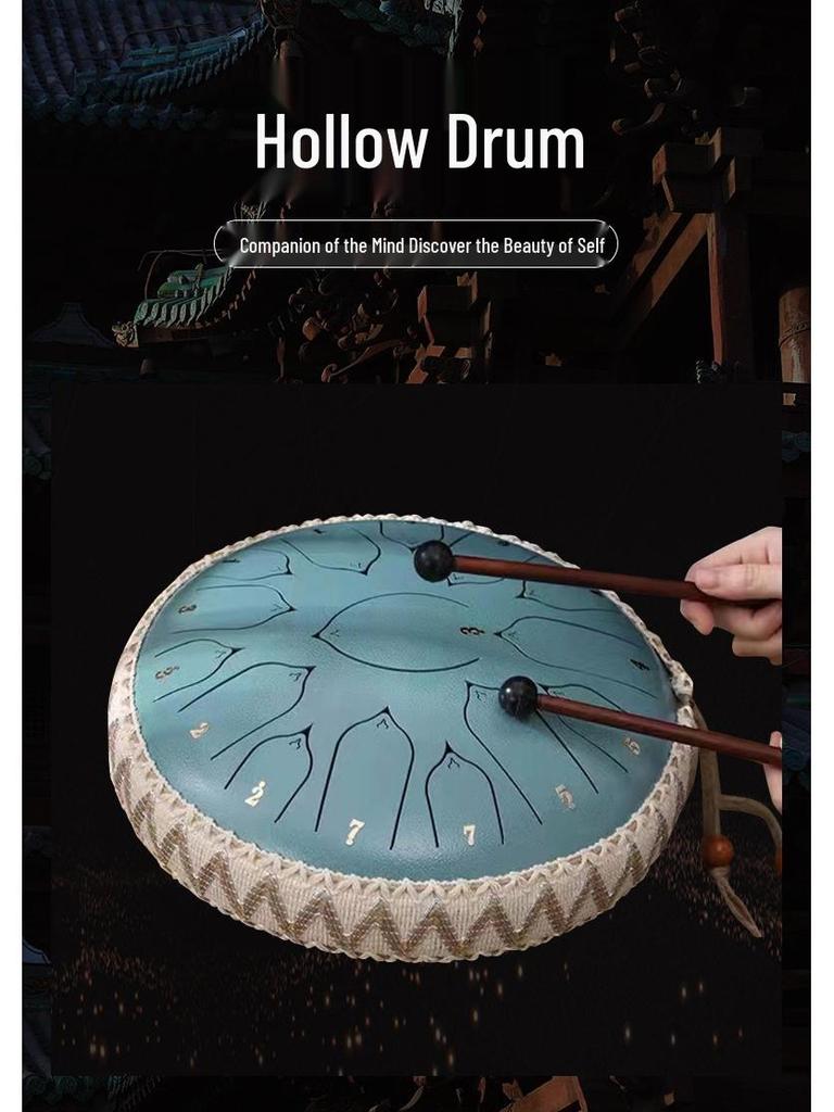 Chinese Style 13-Tone Lotus Steel Tongue Drum (12-inch): Ethereal Children's Educational Percussion Instrument