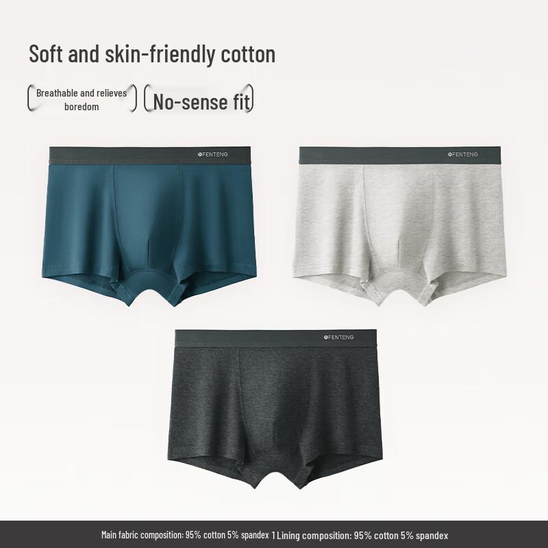 Fenteng Men's 2025 Spring/Autumn Pure Cotton Antibacterial Boxer Briefs