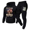 Men Women Hoodie Set Loose Casual Tracksuit 240th Anniversary Print Long Sleeve Sweatshirt Jogger