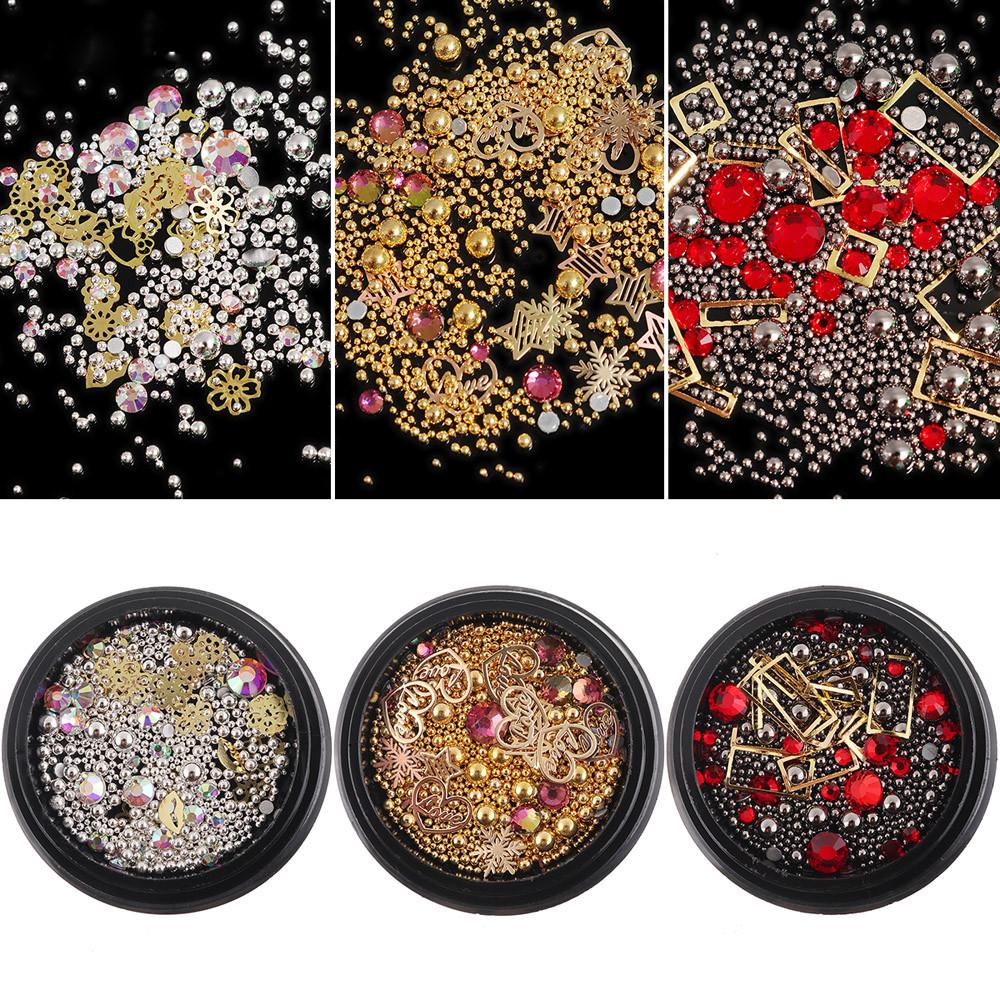 Fashion Nail Art Metal Round Beads Pearl Steel DIY Decoration Manicure