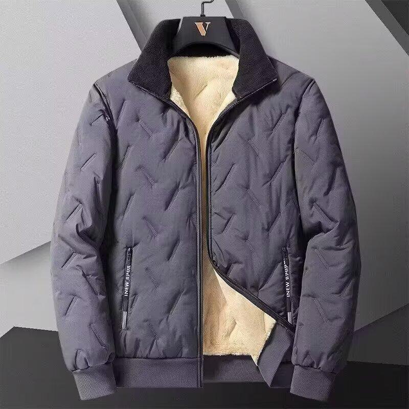 Men's Autumn/Winter Lambswool Jacket - Slim-Fit, Windproof, Cold-Proof Casual Wear for Middle-Aged Dads