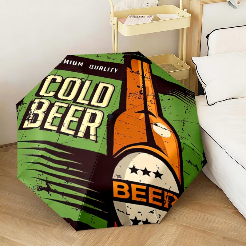 1PC Beer Automatic Umbrella - Suitable Travel Outdoor Portable Umbrella Birthday Gift Daily Essentials
