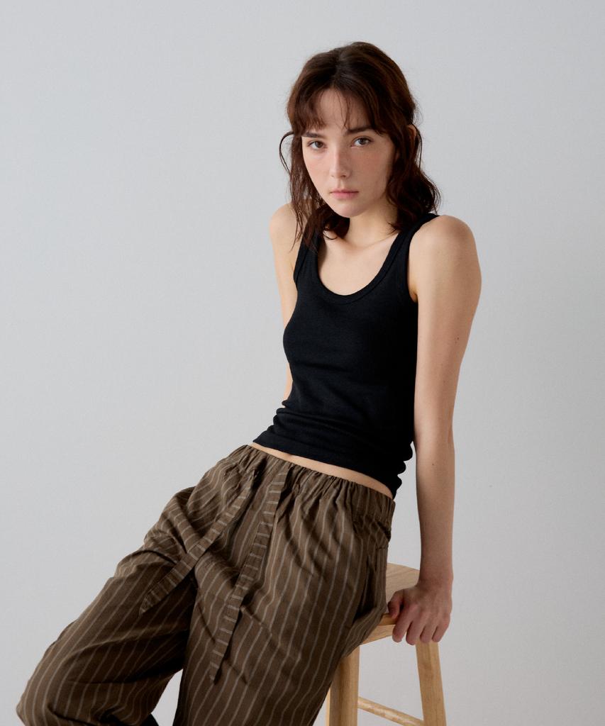 SAHAKI Relaxed Cotton Pants (Brown)