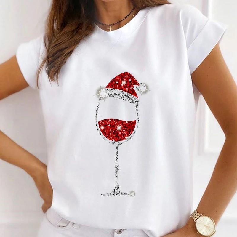 

Fashion Kawaii Christmas Snowman Graphics Woman T Shirt 90S Summer Blouses Short Sleeve O-Neck White Female Y2K Crop Top Clothes XXXL білий