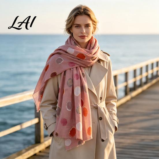 Lightweight Travel Wraps Polka Dot Silk Scarf for Women Tassel Shawl Elegant Soft Breathable Women Wrap Spring Summer Autumn Winter Fashion