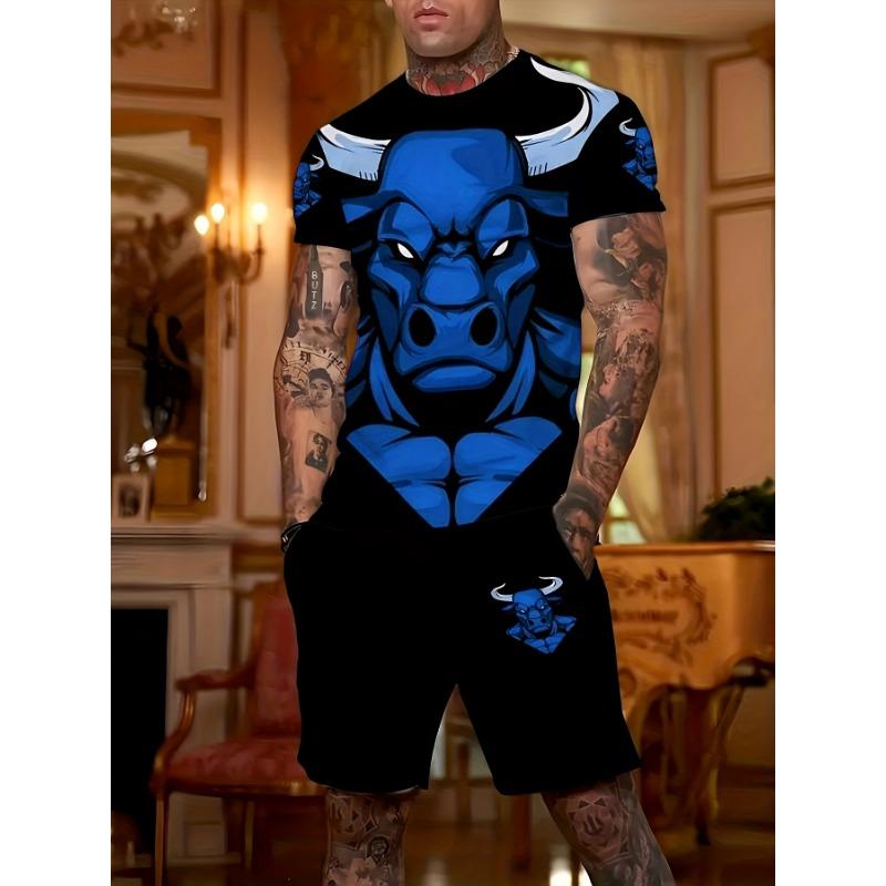 2-Piece Summer Men's Casual Set Trendy Bear 3D Digital Print