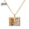 Stylish Women Necklace Birth Flower Necklace Floral Book Pendant January
