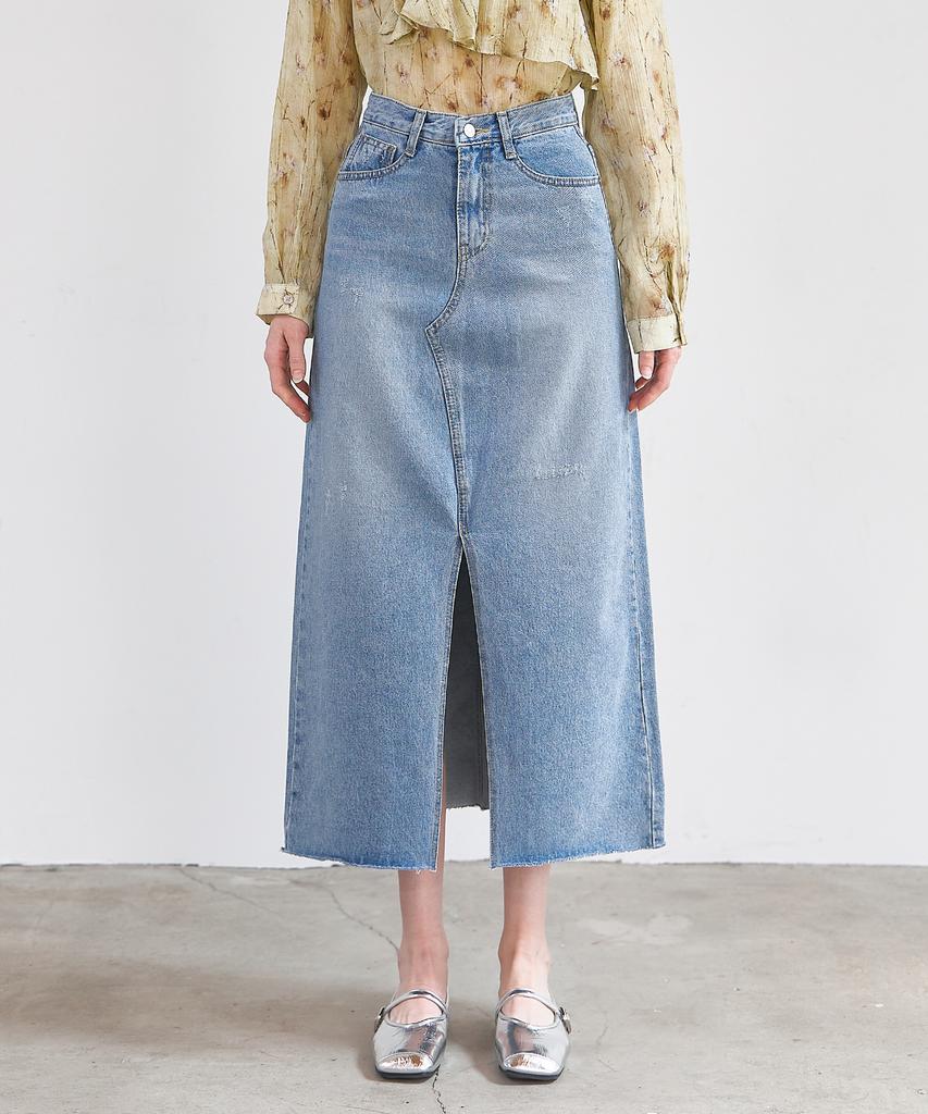 HYFVE Front Slit Denim Long Skirt