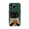 Custodia per Telefono Gatto Caffè a Strisce per IPhone 16 15 14 13 12 11 X XS XR XSMAX 7 8 Pro Max Plus Cover Posteriore a Doppio Strato
