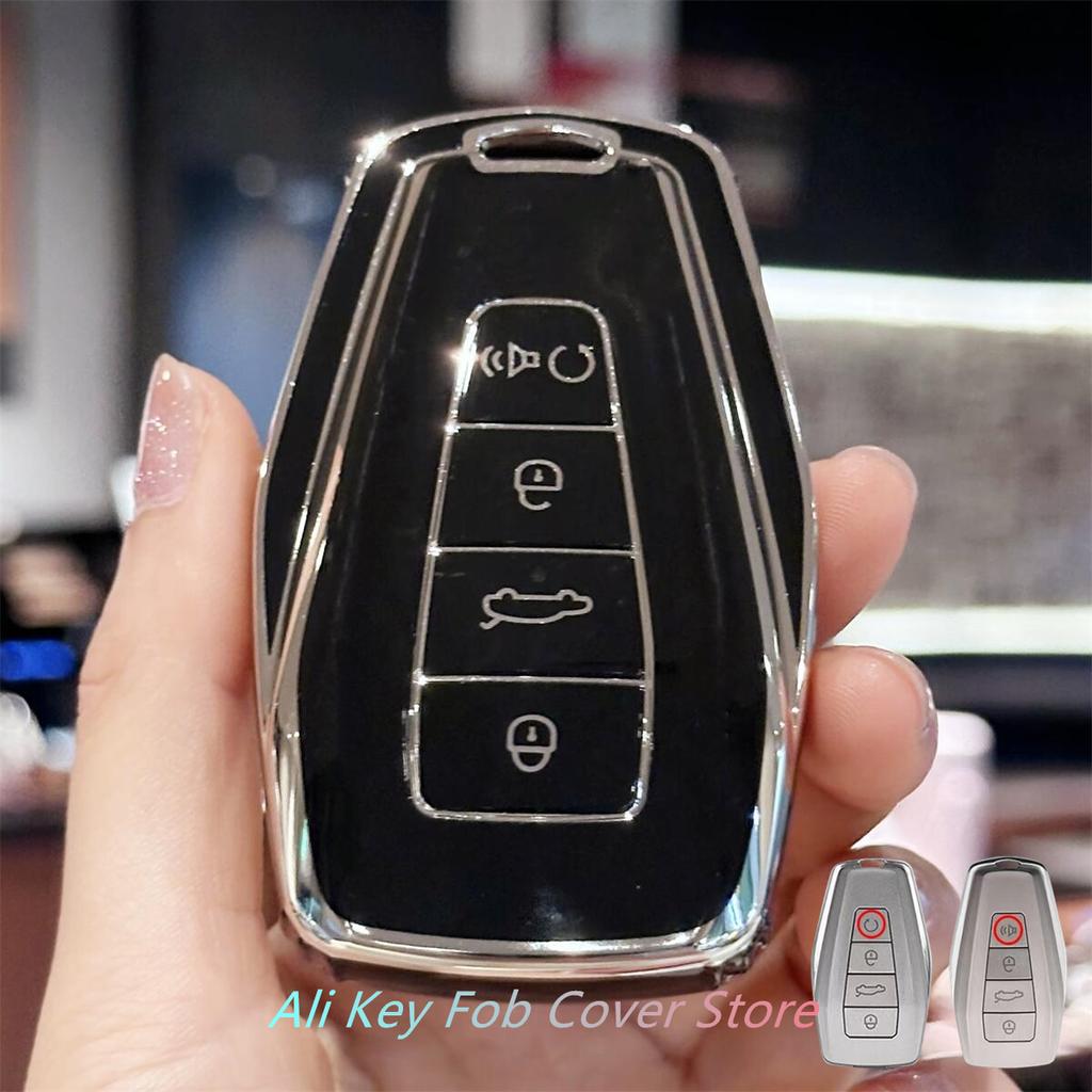 Key Fob Cover with Keyring Car Keychain For Geely Coolray X6 Geometry C Emgrand Global Kulrey Hawk GX7 Okavango Smart Remote