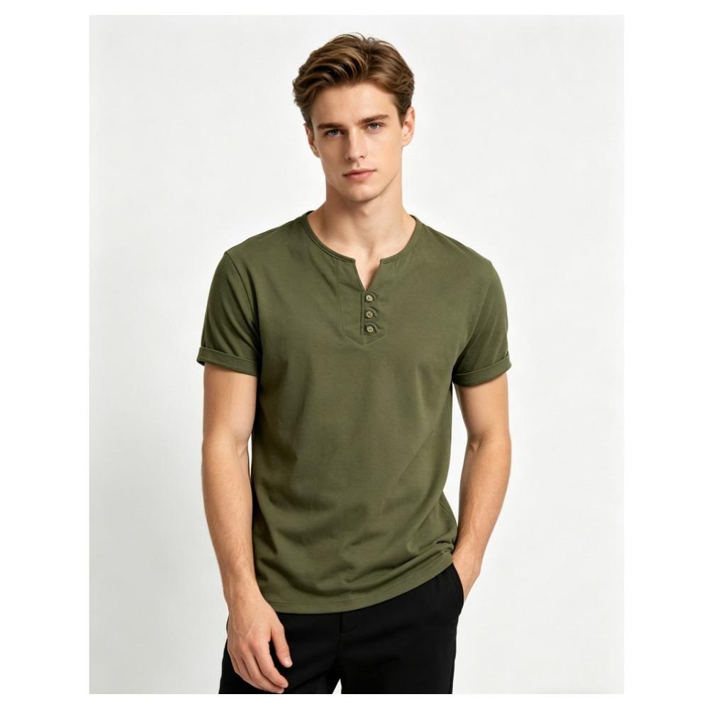 Men's Plus Size Henley Shirt (Up To 8XL) - 95% Cotton Short Sleeve Casual T-Shirt with Button Placket - Big and Tall Summer Top