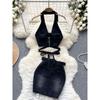 American Style Sexy Denim Tied Slim Fit Short Halterneck