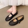 Hollow Mary Jane Shoes Women's Summer New One-pedal Flat-bottomed Comfortable Retro Hole Sandals Doudou Single Shoes
