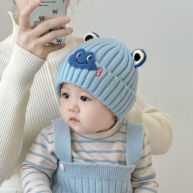 Baby hat autumn and winter cute woolen hat infant super cute thickened ear protection hat small month age warm cover hat