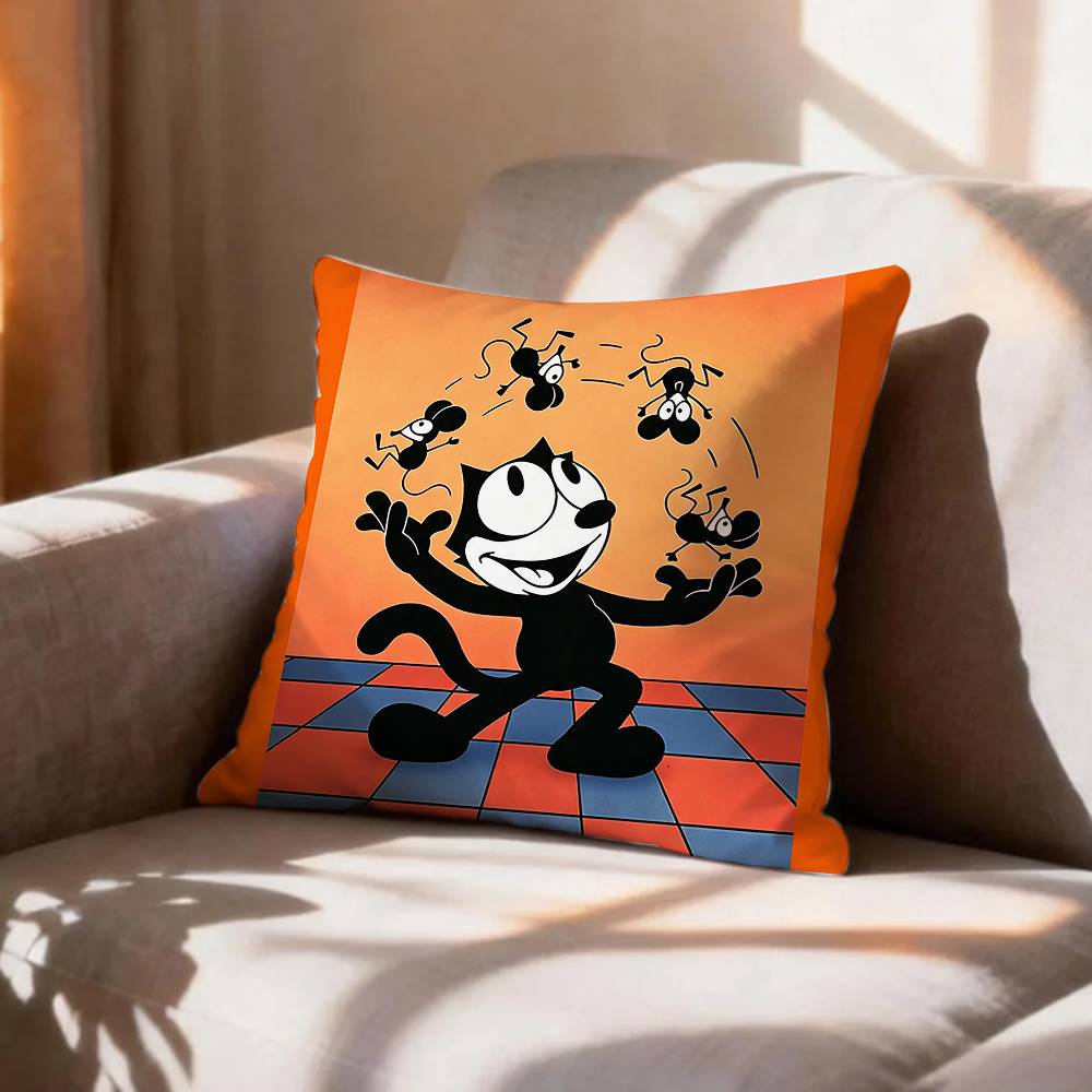 Vintage Animation Character FFelix The Cat   Pillow Case Pattern Printed Pillowcase For Living Room Sofa Cushion Cover