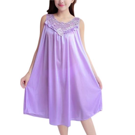 Great Sleeveless Lace Stitching Chic Home Clothing Ladies Night Shirts for Women Sleepshirt