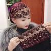 Four Seasons Embroidered Floral Lace Beanie - Stylish White Hair Cover & Hairband with Large Flower Design