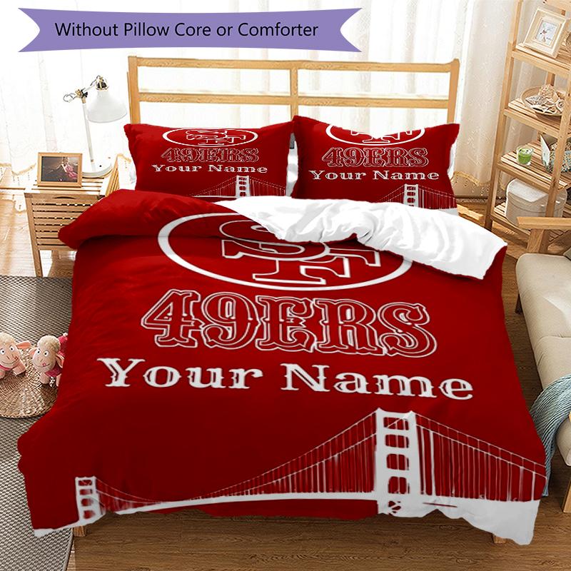 San Francisco 49ers Custom Name Text Print 1Pc Bedding Set Duvet Cover With Two Pillowcases Soft Bed Linen For Household Bedroom