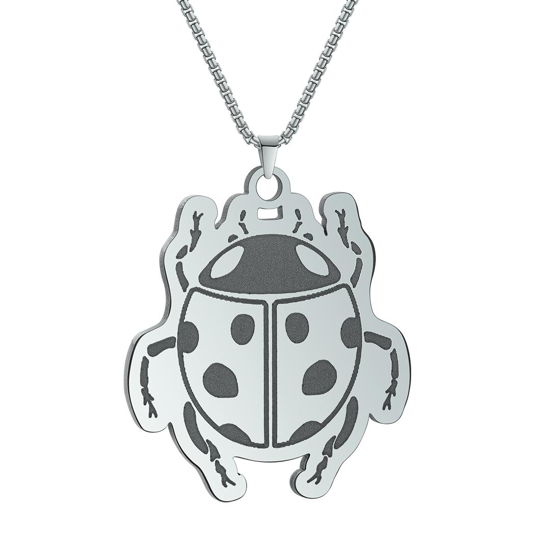 

Kinitial Ladybug Drawing Pendant Necklace Women Men Punk Insect Stainless Steel Jewelry Cute Cartoon Necklace Gift