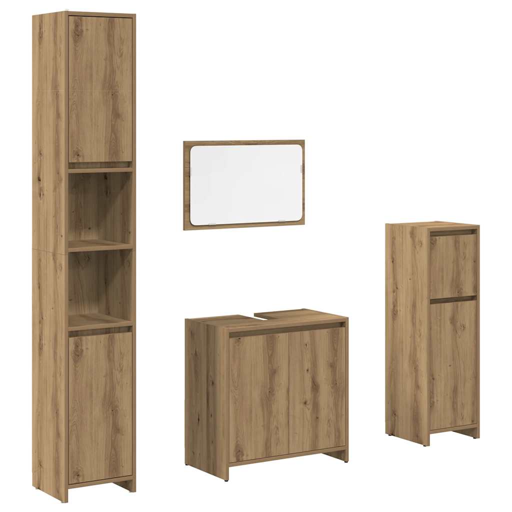 4 Piece Bathroom Furniture Set Artisan Oak Wood Based Panel