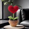 Handmade Knitted Flower Pot Red Heart Shaped Knit Imitation Potted Plant Valentine's Day Mother‘s Day Wedding Gift
