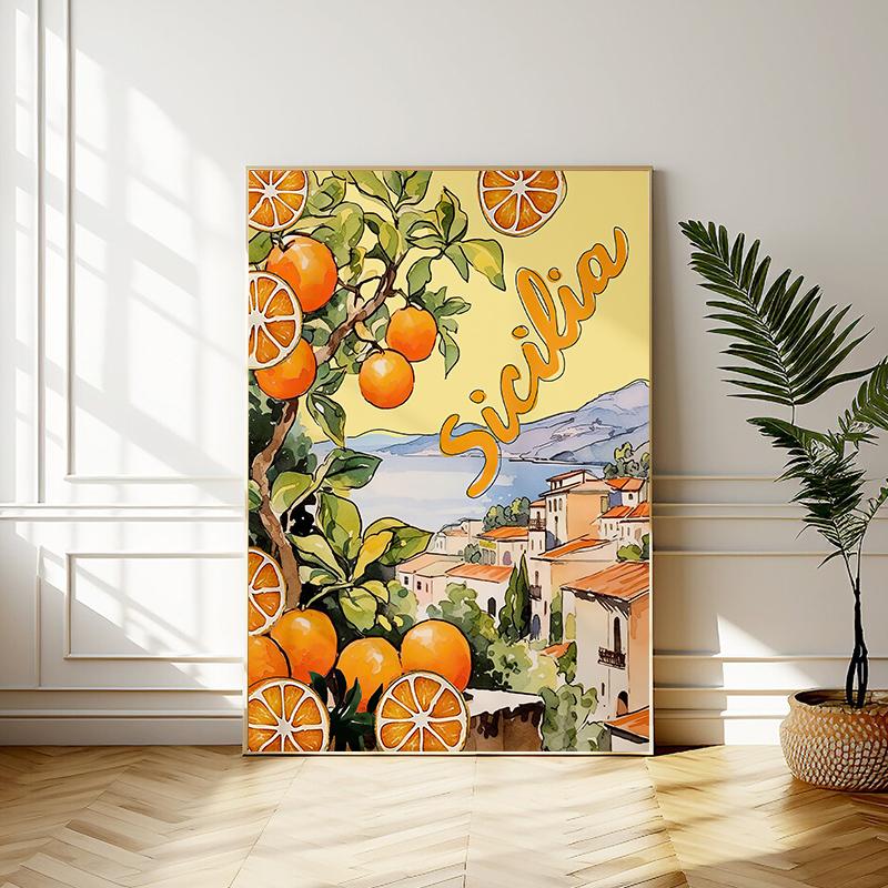 La Dolce Vita Lemon Posters and Prints Retro Spritz Canvas Painting Santorini Italy Travel Wall Art Poster Living Room Decor