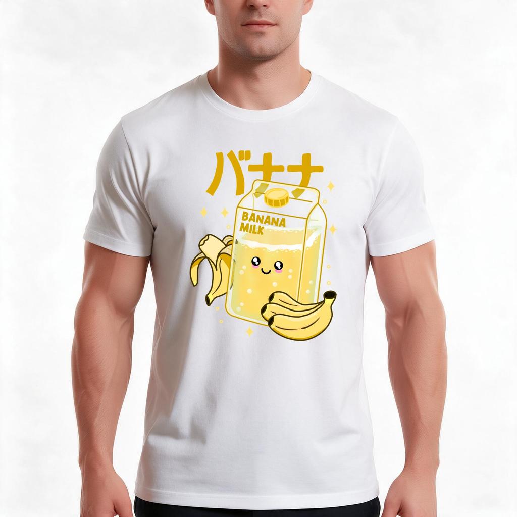 Kawaii Banana Milk Tshirt Summer Casual Cotton Tee Oversized Streetwear Tops Vintage Graphic Print Loose Fit Short Sleeve