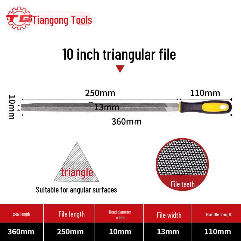 Tiangong High Carbon Steel Woodworking File Set: Triangular, Poking Knife, Round File for Benchwork and Grinding.