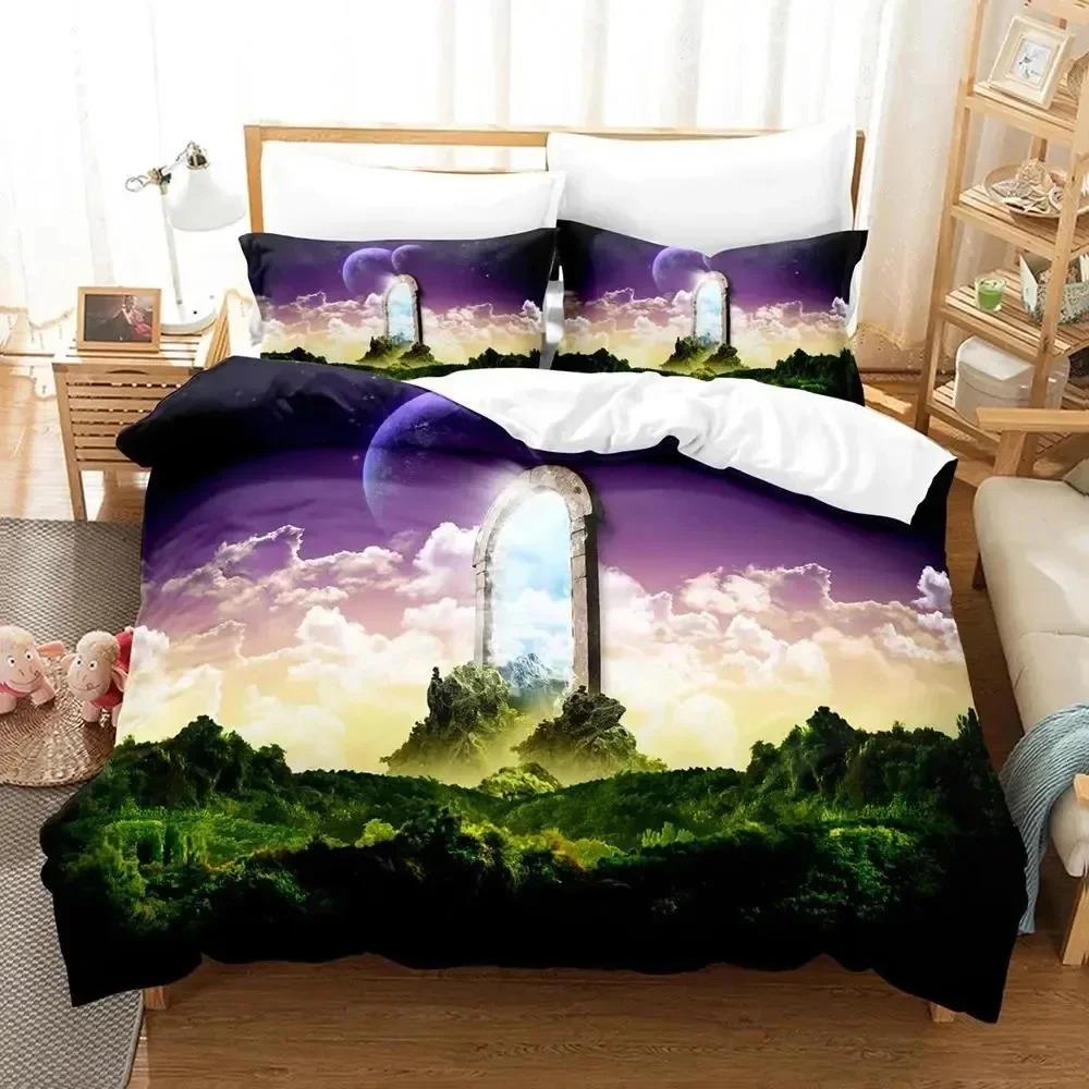 

Anime Game Fantasy Portal Bedding Set Duvet Cover Bed Set Quilt Cover Pillowcase Comforter king Queen Size Boys Adult Bedding 135x200cm