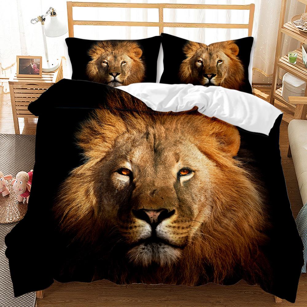 3D Wild Animal Print Brown Lion Duvet Cover Set. Available In Twin, Full, King, Queen Sizes