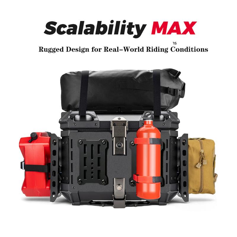 Folding Aluminum Motorcycle Trunk Tail Box Universal Top Case Quick-Mounting Molle Panel Tactical Storage Box Modular Organizer