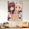 Nekopara Chocola  Vanilla Tapestry Anime Cat Maid Girls Wall Hanging Pink Floral Kawaii Bedroom  Dorm Decor Soft Fabric