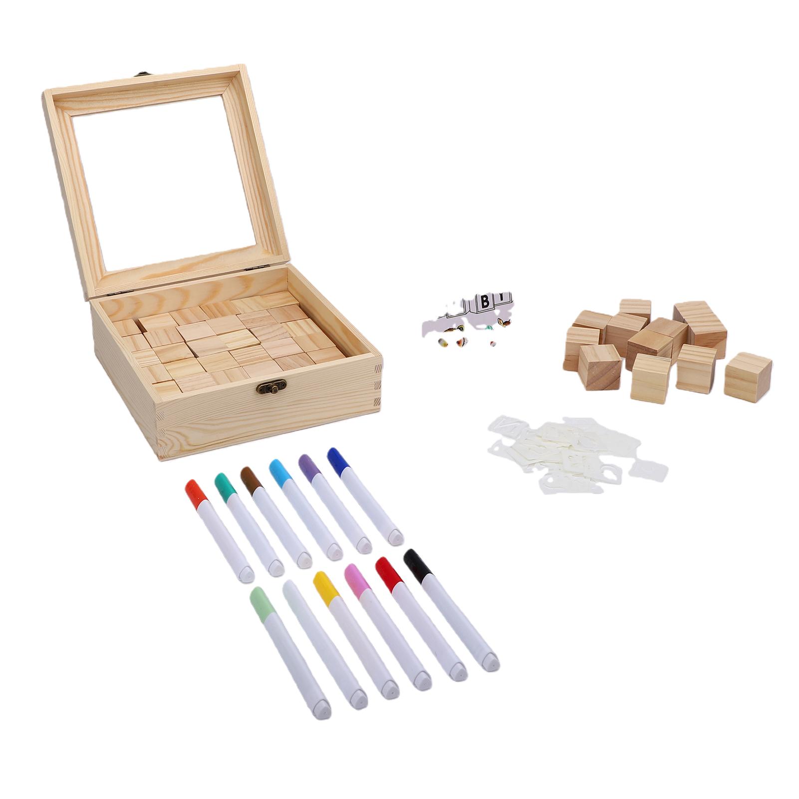 

Baby Shower Block Game Set 48 Blank Wooden Blocks 12 Markers 1 Sign 42 Templates for Decoration