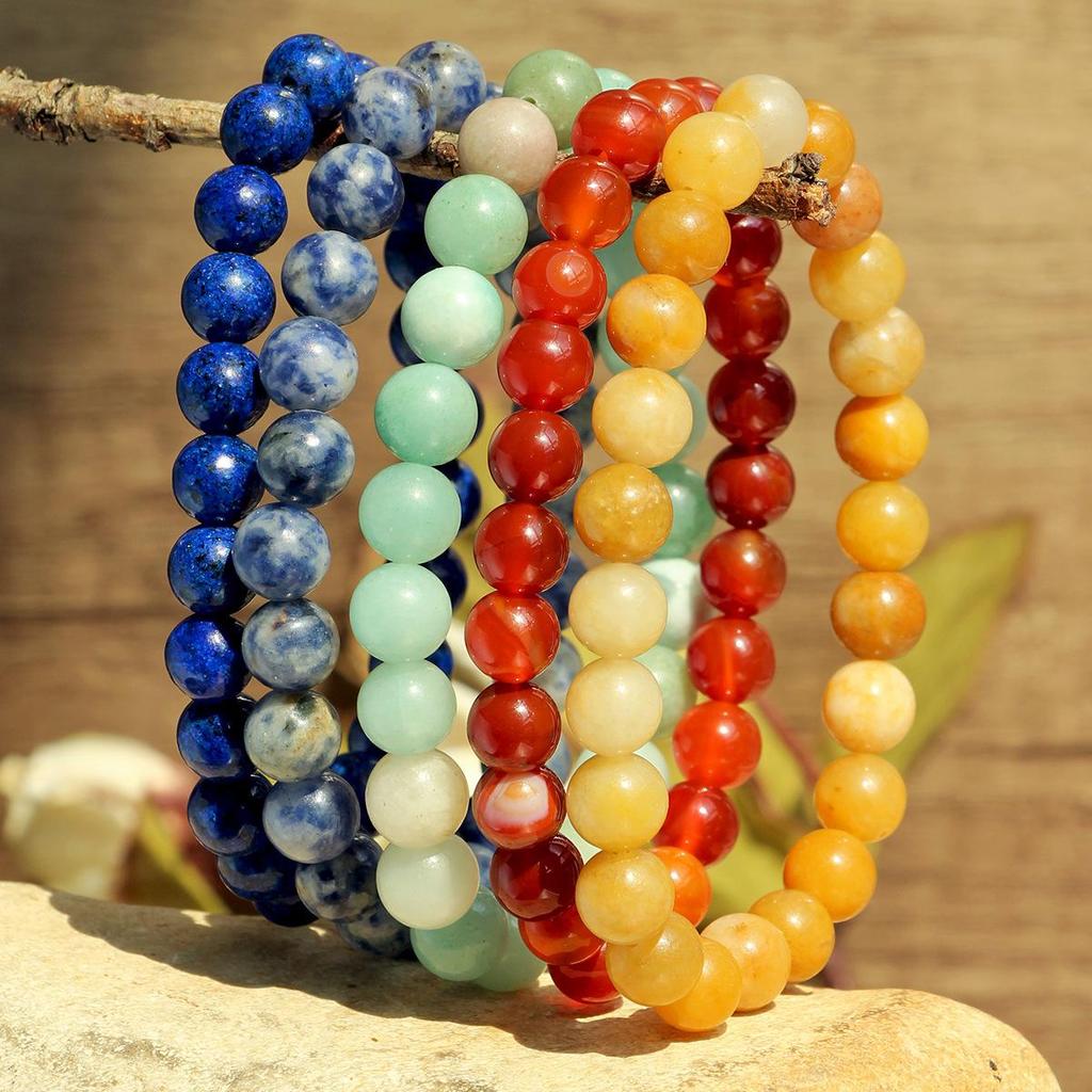 Natural Stone Agate Beaded Elastic Bracelet for Women – Handmade, Versatile Jewelry