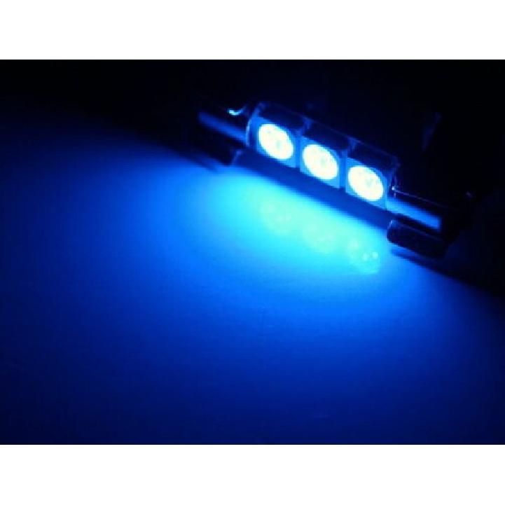 (2) Ultra Blue 3-SMD 6641 LED Bulbs For Car Vanity Mirror Lights Sun Visor Lamp