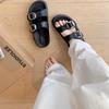 Sheepskin version~ Height increase 3.5cm~ Lazy round head double buckle with beach wear cool slippers